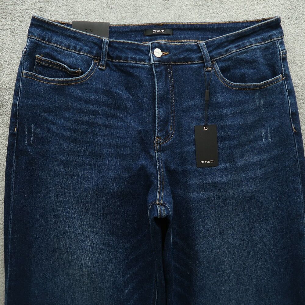 ONESO Jeans Women's Size 20W Mid-Rise Wide-Leg Denim 31.5" Inseam Distressed NWT - Picture 11 of 16